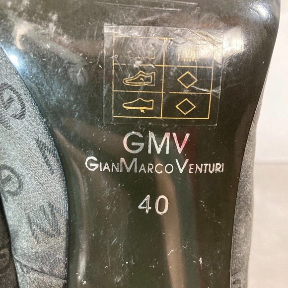 GMV GianMarco Venturi Pumps Womens‎ Sz 9.5 Vintage Black Leather Logo Heels - Picture 5 of 6